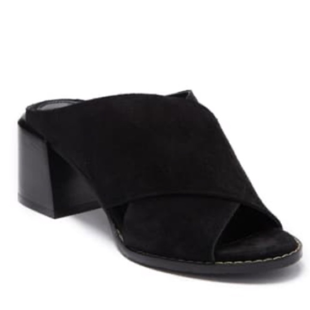 Aquatalia Janna Suede Crossover Block Heel Slide shoe